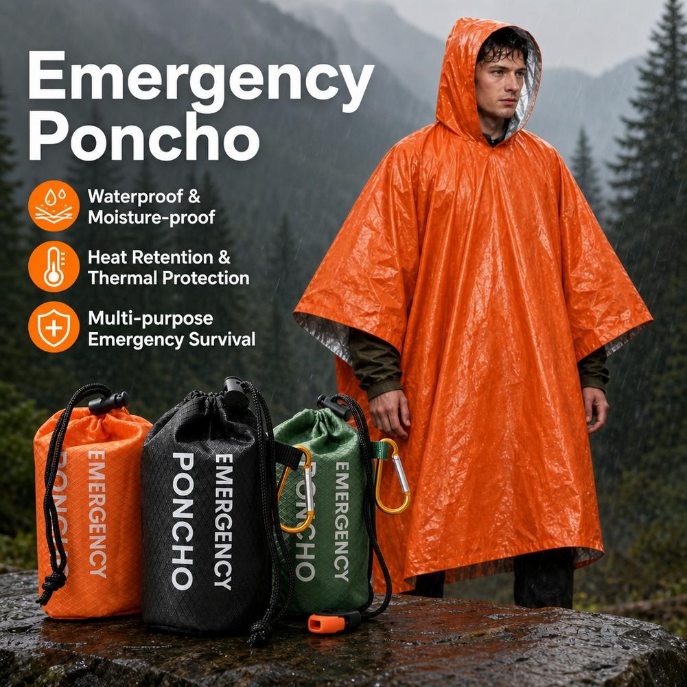 طقم معطف واقٍ من المطر للطوارئ - مراجعة Emergency Poncho Rain وسعره